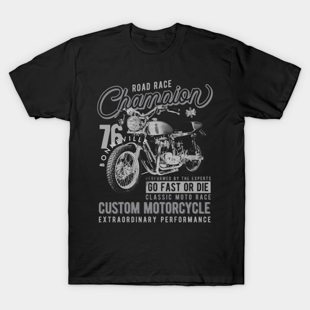 Bonneville 750 Twin Caferacer Motorcycle T-Shirt by MotorManiac